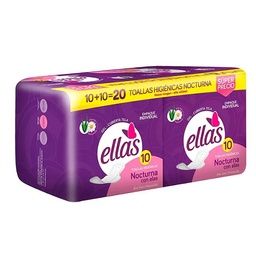 Toallas Higiénicas Nocturnas Ellas x 20 Un